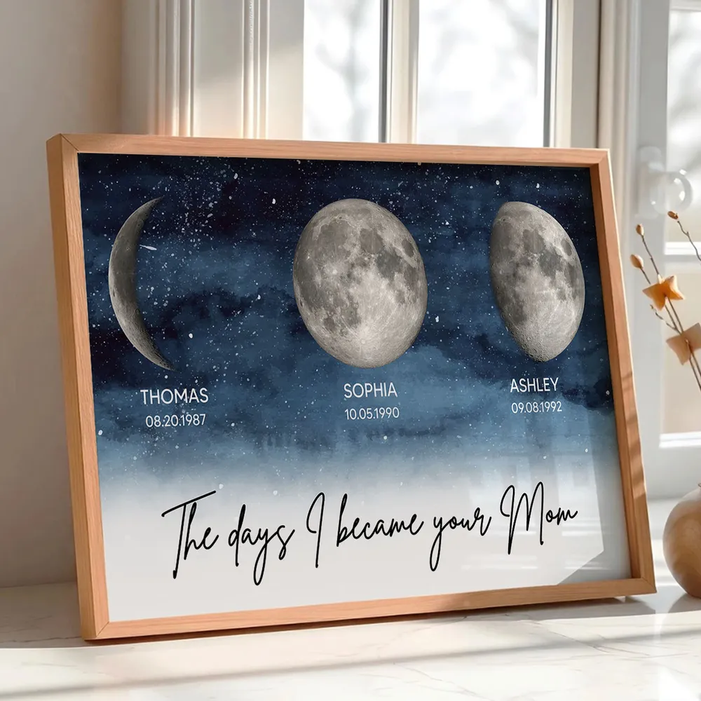 The Days I Became Your Mom Personalized Poster, Moon Phase Night Sky Wall Decor, Meaningful Unique Gift for Mom - Image 2