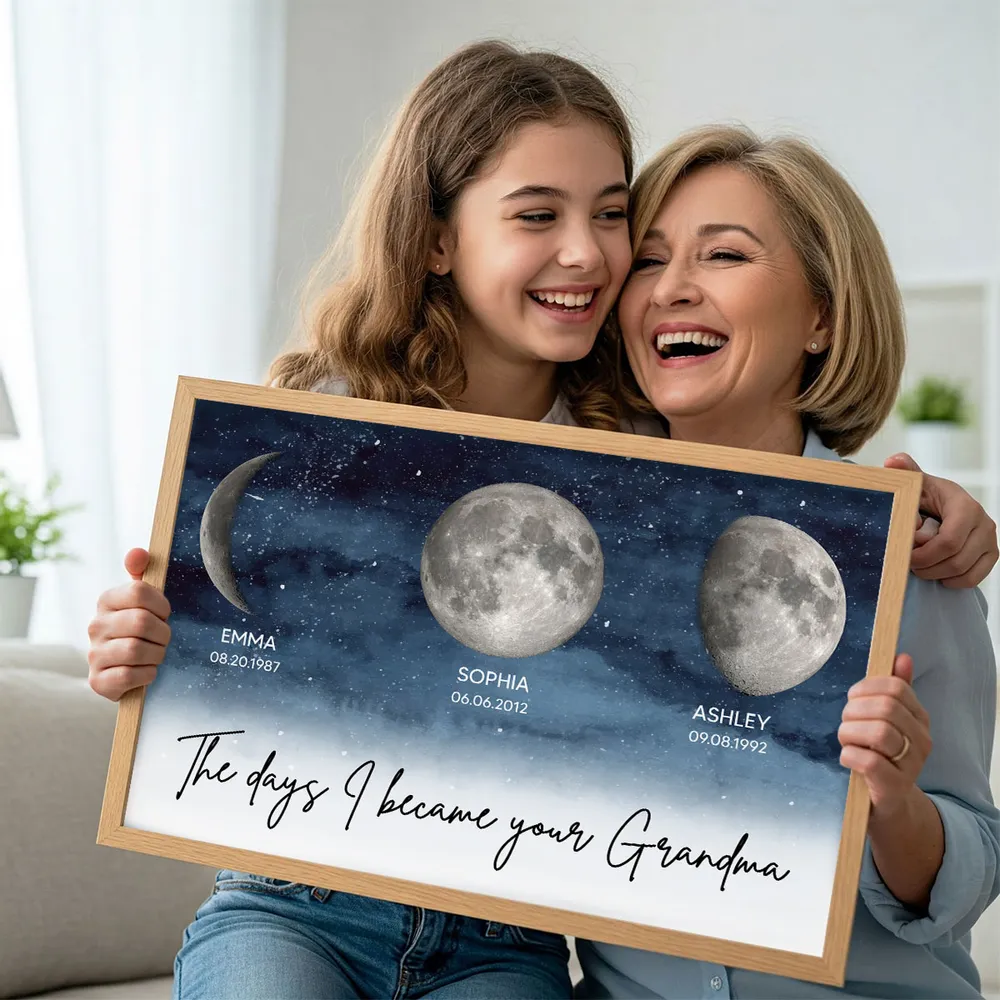 The Days I Became Your Mom Personalized Poster, Moon Phase Night Sky Wall Decor, Meaningful Unique Gift for Mom - Image 4