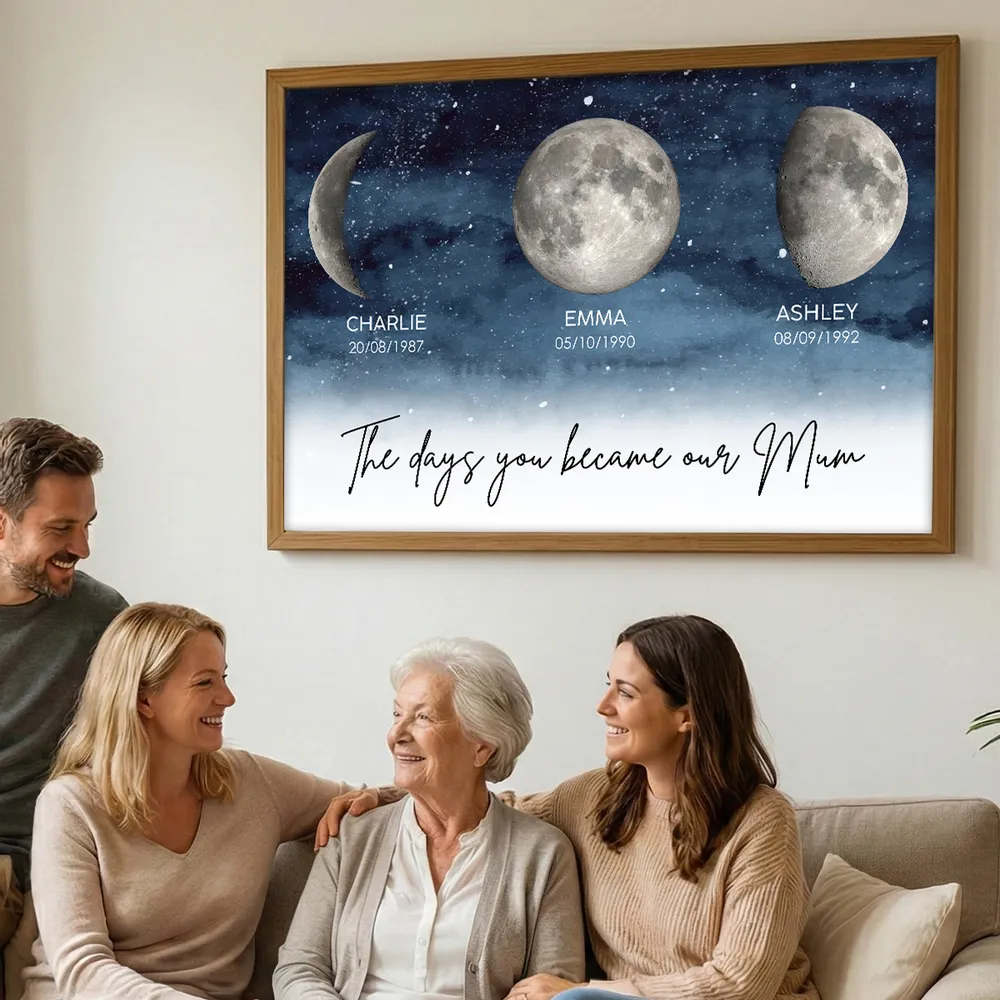 Starry Night Moon Phases Poster, Personalized The Days You Became Our Mum Print, Heartwarming Gift for Mom - Image 3