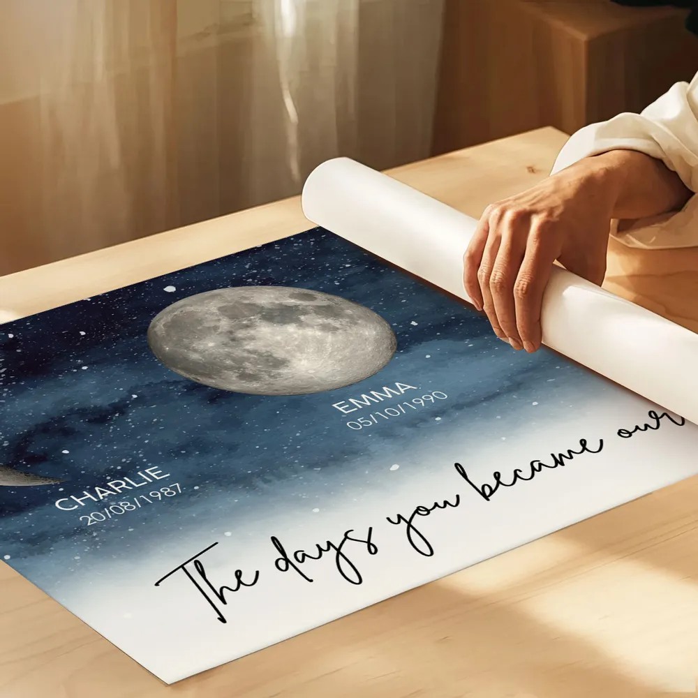 Starry Night Moon Phases Poster, Personalized The Days You Became Our Mum Print, Heartwarming Gift for Mom - Image 6