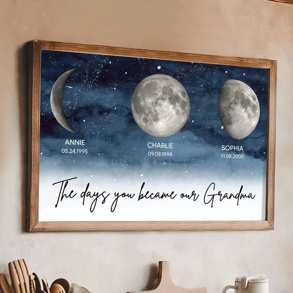 Personalized Moon Phase Night Sky Poster for Grandma, The Days You Became Our Grandma Wall Art, Unique Gift - Image 2