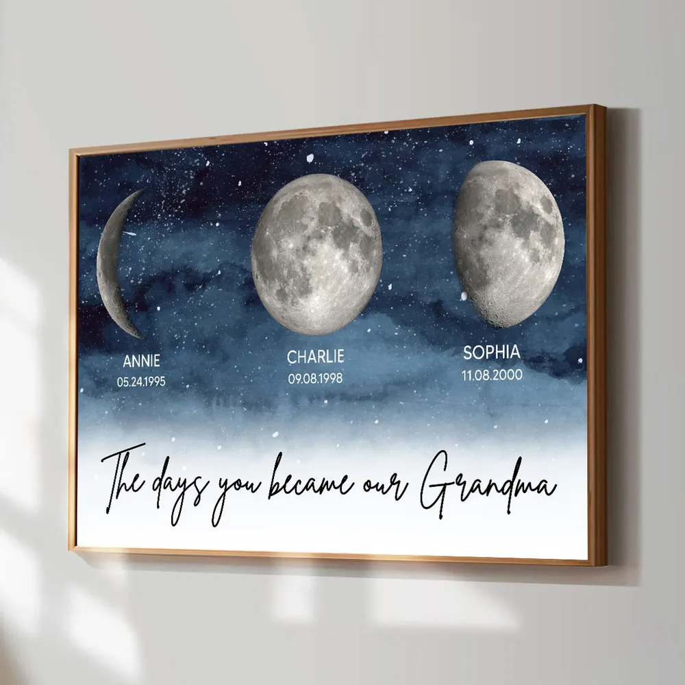 Personalized Moon Phase Night Sky Poster for Grandma, The Days You Became Our Grandma Wall Art, Unique Gift - Image 4