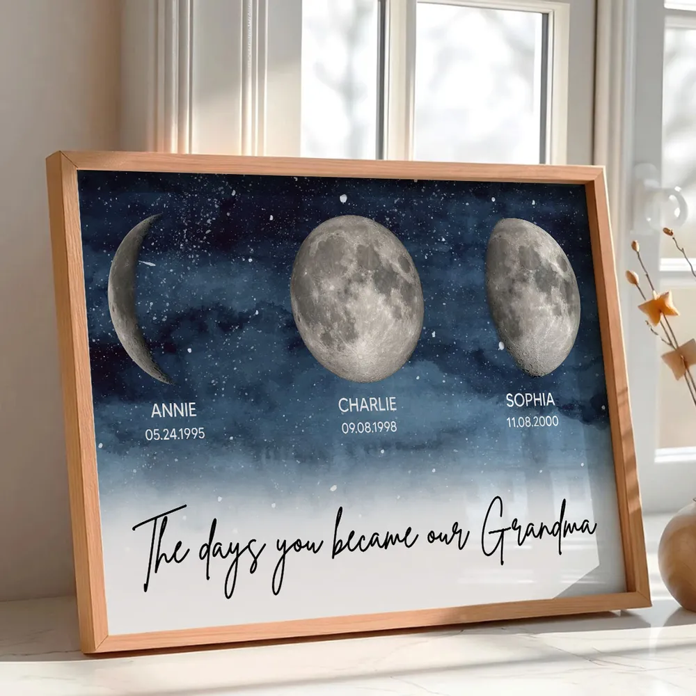 Personalized Moon Phase Night Sky Poster for Grandma, The Days You Became Our Grandma Wall Art, Unique Gift - Image 6