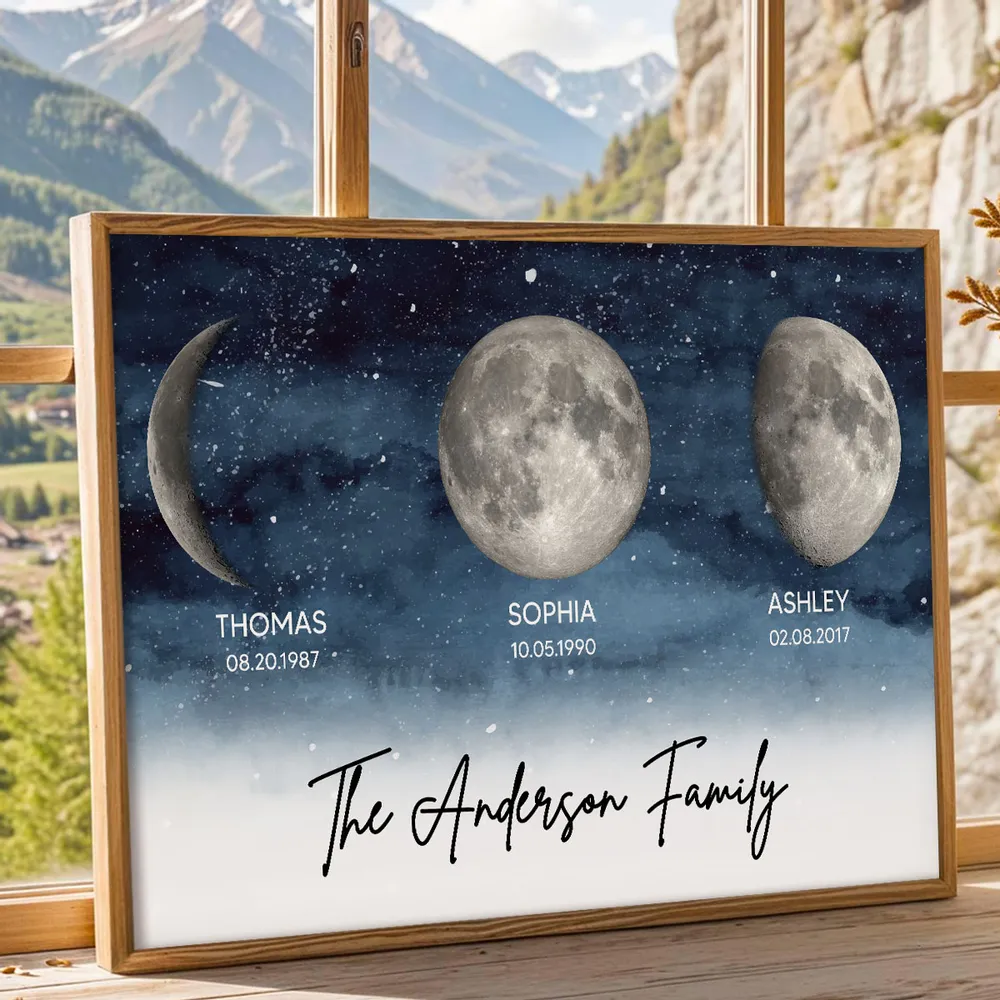Personalized Moon Phase Family Poster, Custom Starry Night Wall Art for Home Decor, Unique Gift for Mom & Dad - Image 6