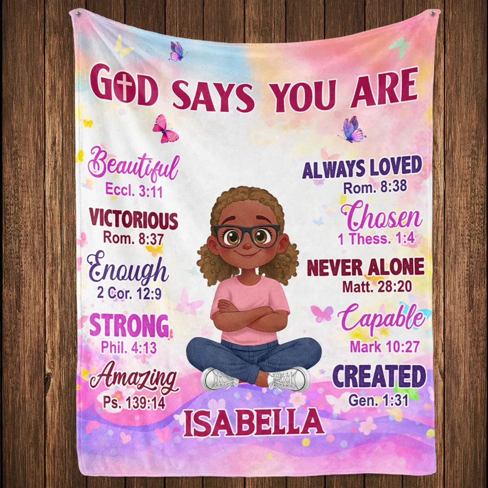 Personalized Fleece Blanket With Faith Quote for Kids, Pastel Butterfly Design, Unique Christian Gift That Reminds Them They're Loved - Image 4