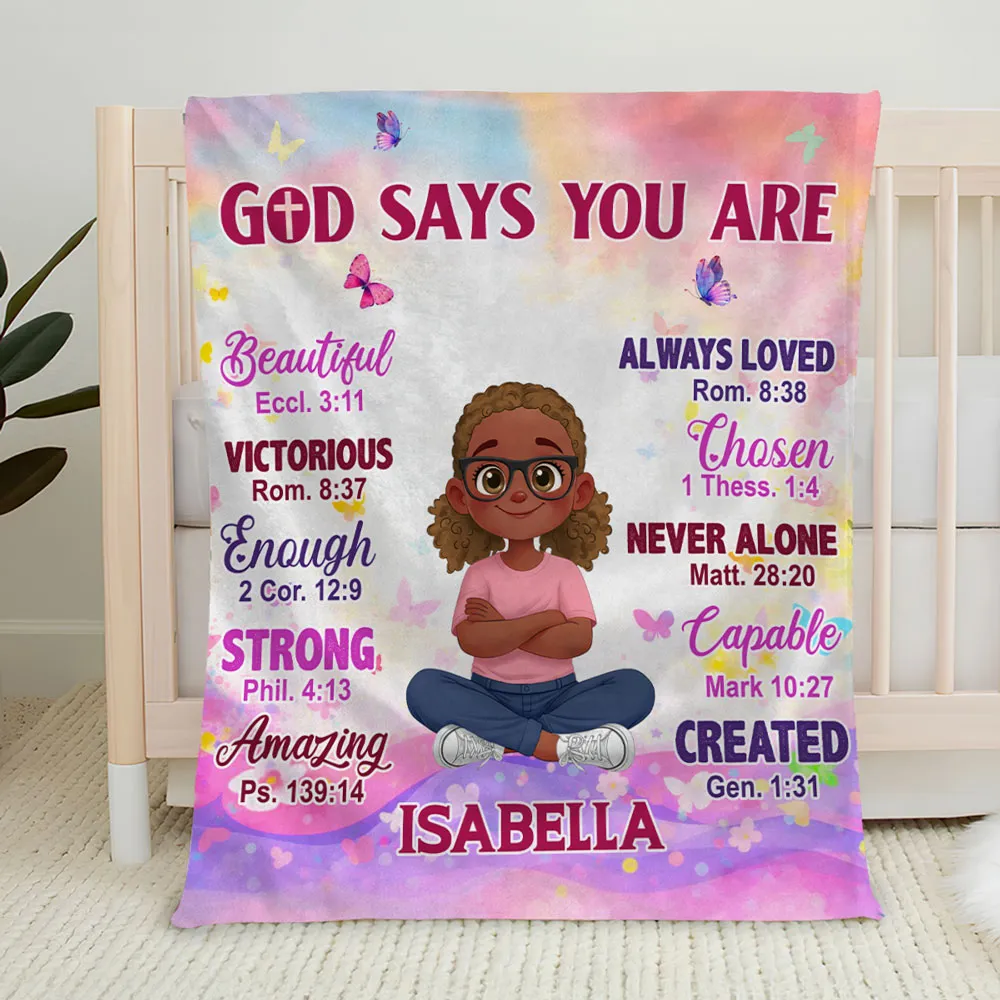 Personalized Fleece Blanket With Faith Quote for Kids, Pastel Butterfly Design, Unique Christian Gift That Reminds Them They're Loved - Image 6