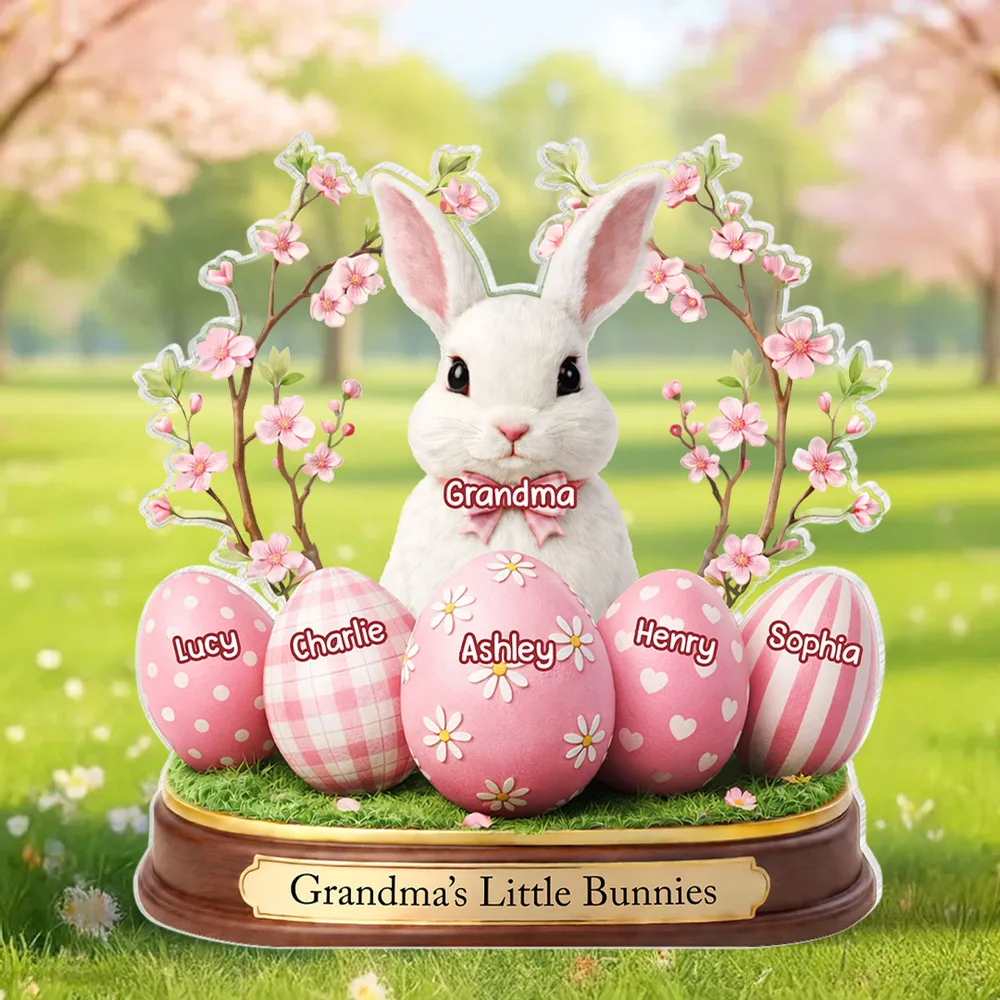 Grandma's Little Bunnies Shaped Acrylic Block Plaque, Personalized Easter Shelf Decor - Heartwarming Gift for Grandma - Image 3