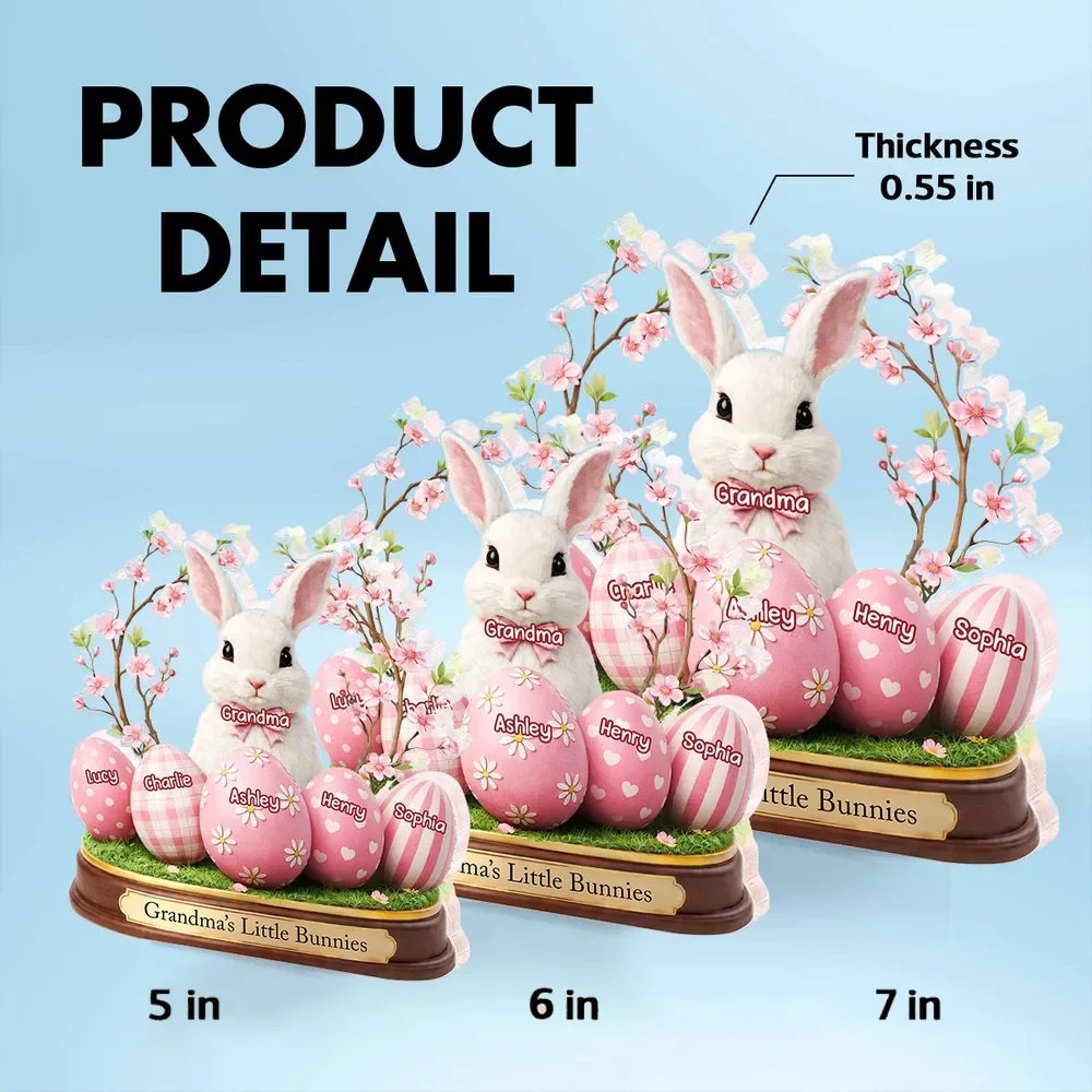Grandma's Little Bunnies Shaped Acrylic Block Plaque, Personalized Easter Shelf Decor - Heartwarming Gift for Grandma - Image 4