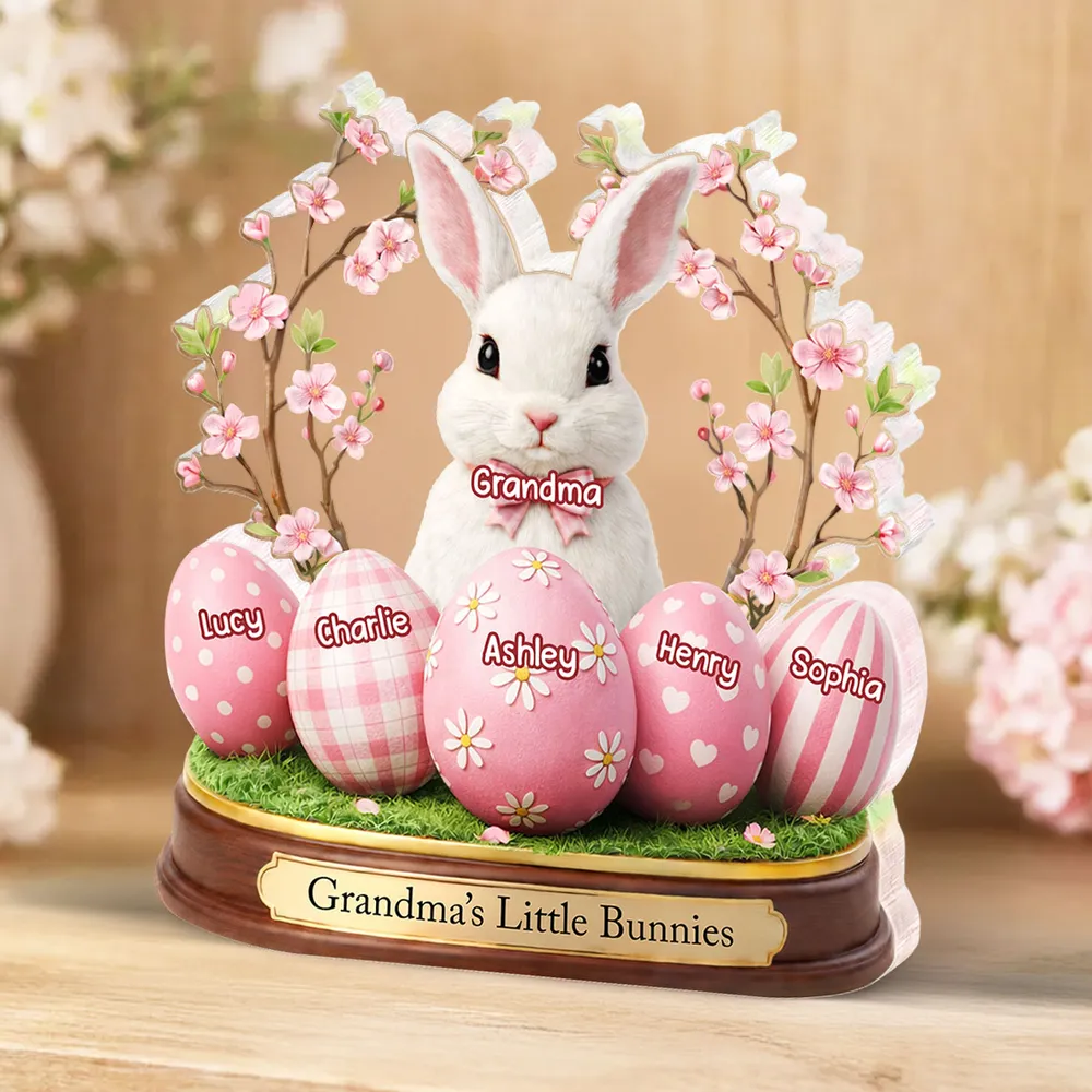 Grandma's Little Bunnies Shaped Acrylic Block Plaque, Personalized Easter Shelf Decor - Heartwarming Gift for Grandma - Image 6