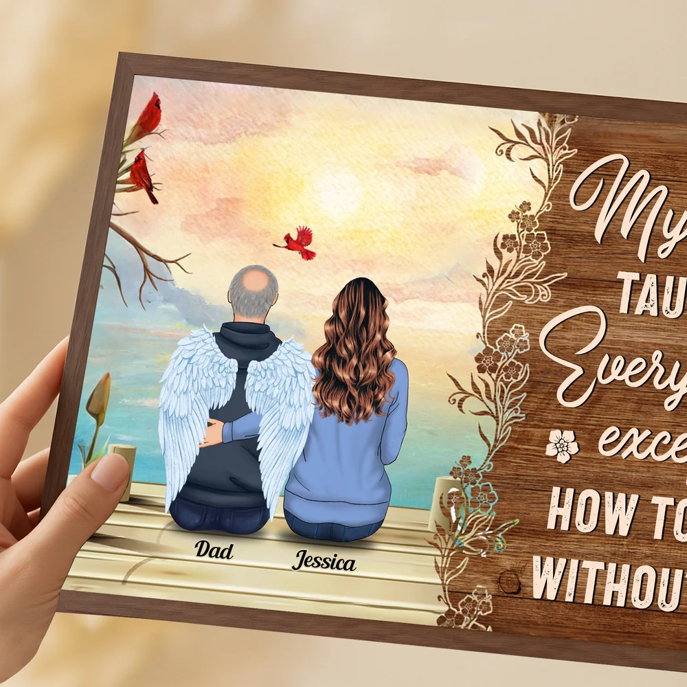 Personalized Memorial Poster 'My Dad Taught Me Everything' Angel Wings Dock Scene, Unique Sympathy Gift for Family - Image 6