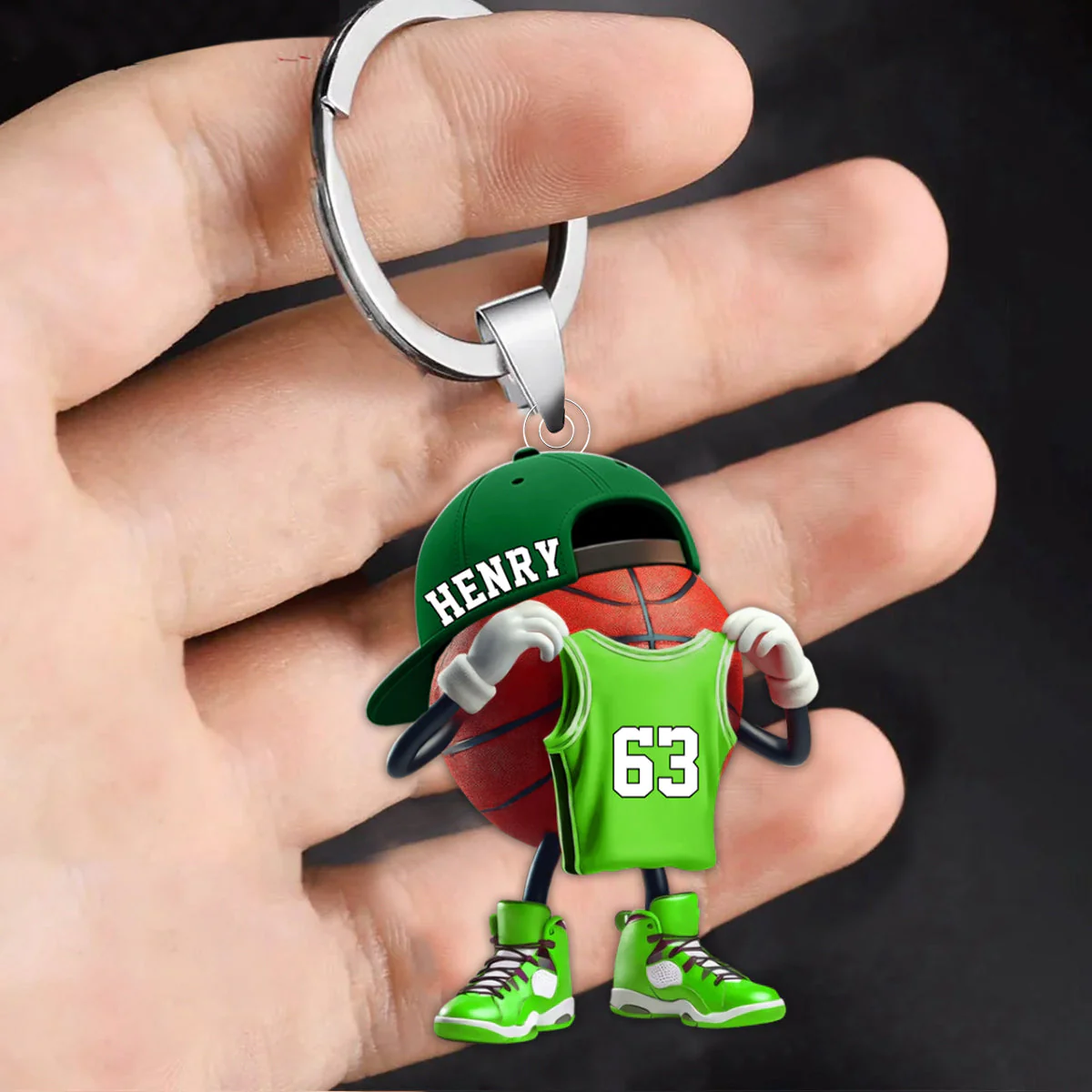 Personalized Basketball Character Acrylic Keychain on Outdoor Court - Unique Custom Gift for Basketball Fans - Image 3