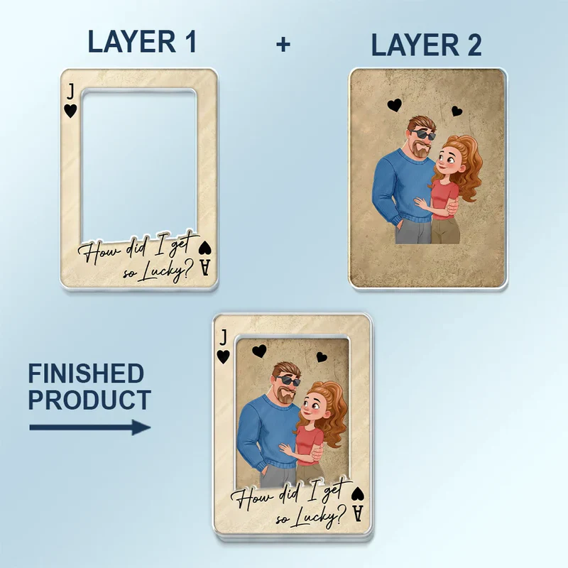 Personalized Acrylic Car Visor Clip Vintage Playing Card Couple Hugging, Drive Safe Handsome I love you, Unique Gift for Him - Image 5