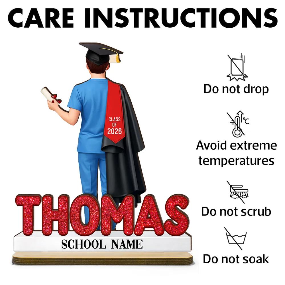 Custom 2-Layer Wooden Plaque Graduation Keepsake, Nurse Cap and Diploma Scene, Heartfelt Gift for Daughter or Son - Image 5