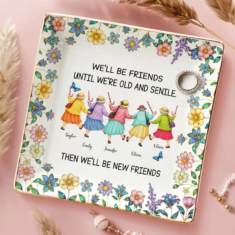 Personalized Jewelry Dish with Funny Friendship Quote, Floral Vanity Decor, Unique Gift for Best Friend - Image 2
