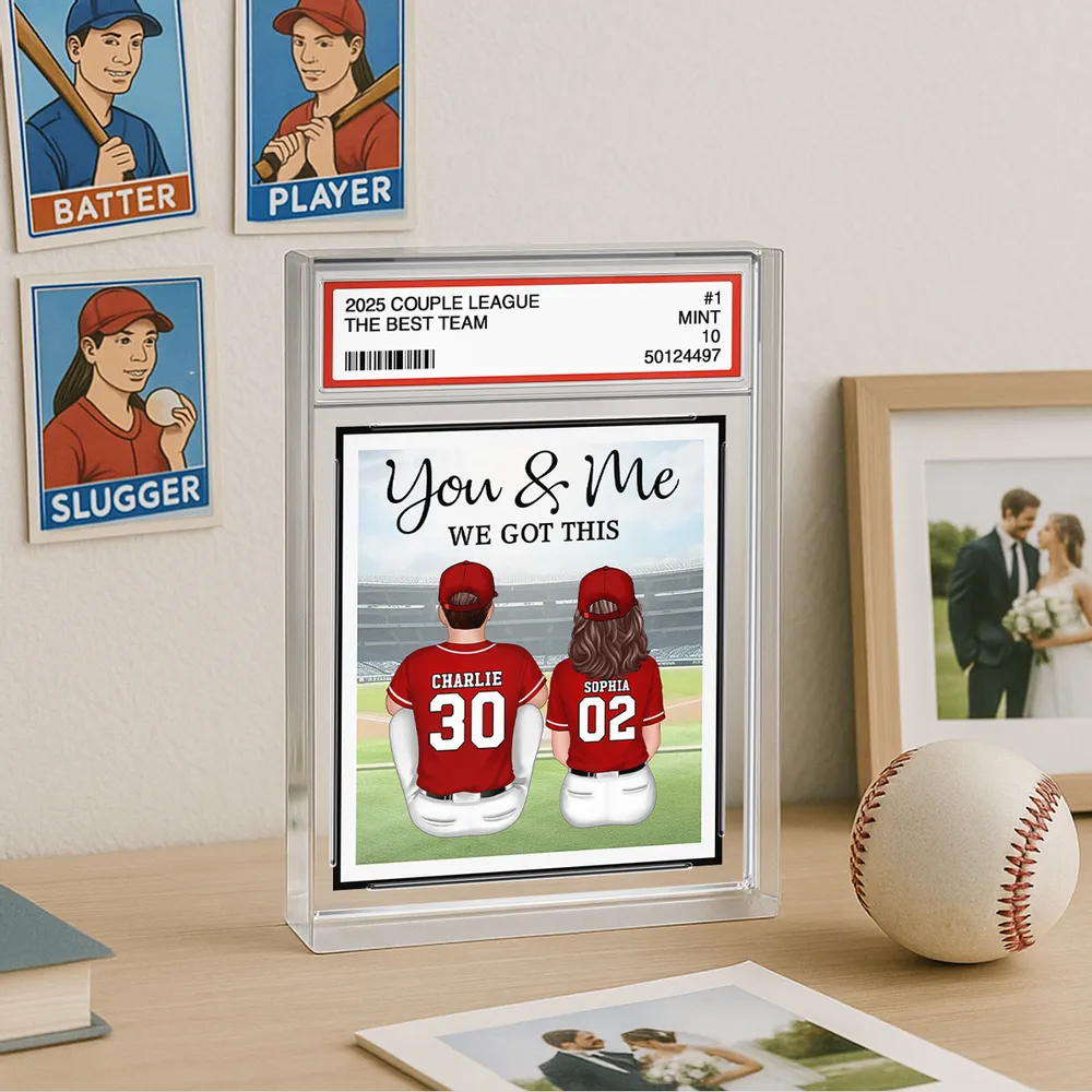 You & Me We Got This Rectangle Acrylic Block Plaque, Custom Baseball Couple Keepsake for Desk or Shelf, Sweet Gift for Couples - Image 6