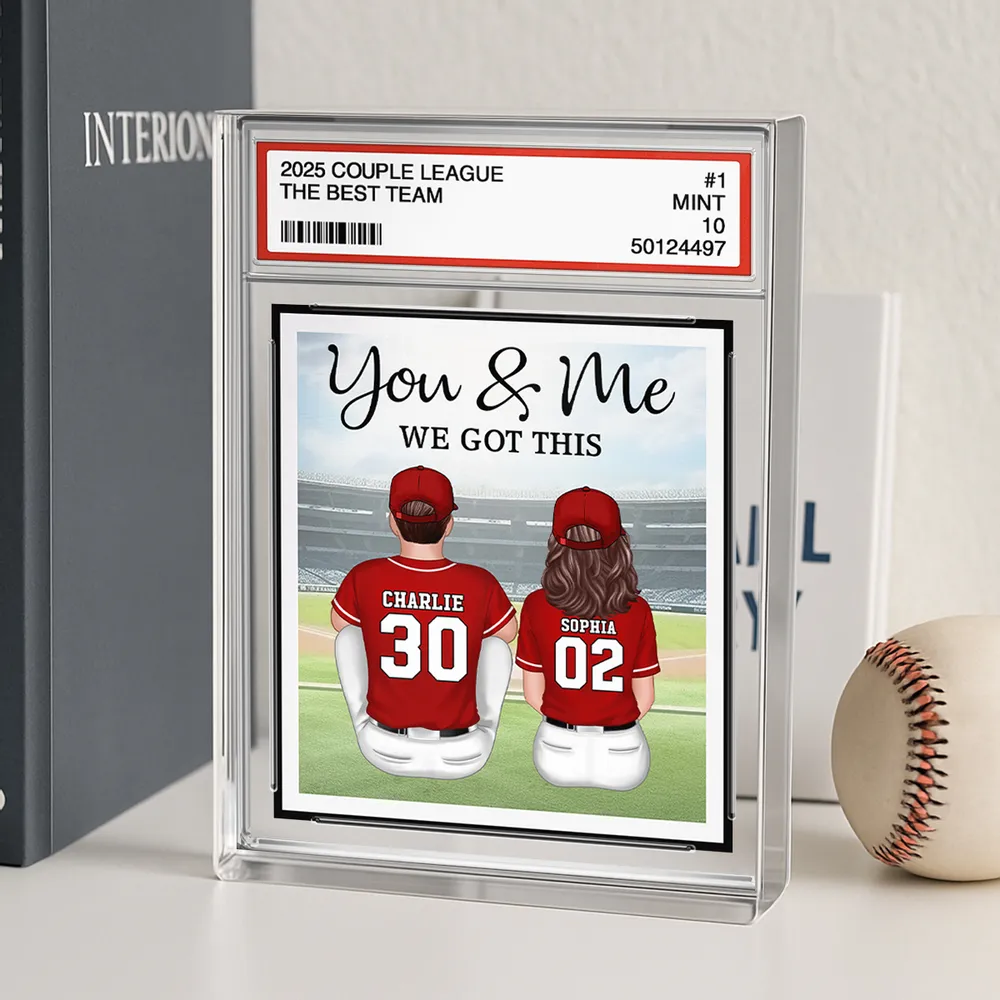 You & Me We Got This Rectangle Acrylic Block Plaque, Custom Baseball Couple Keepsake for Desk or Shelf, Sweet Gift for Couples - Image 8