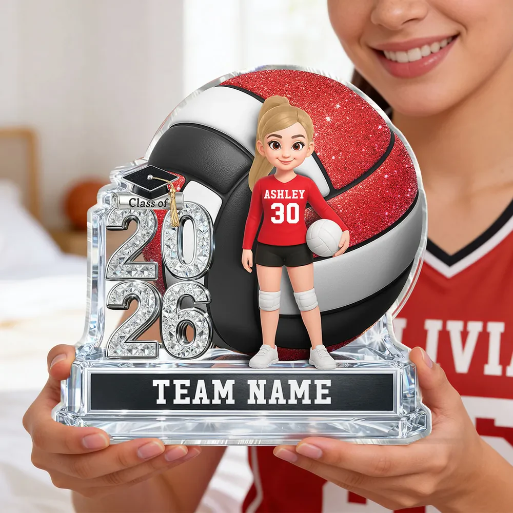 Volleyball Shaped Acrylic Block Plaque, Personalized Class Keepsake for a Senior Player - Proud Team Gift for Her - Image 6