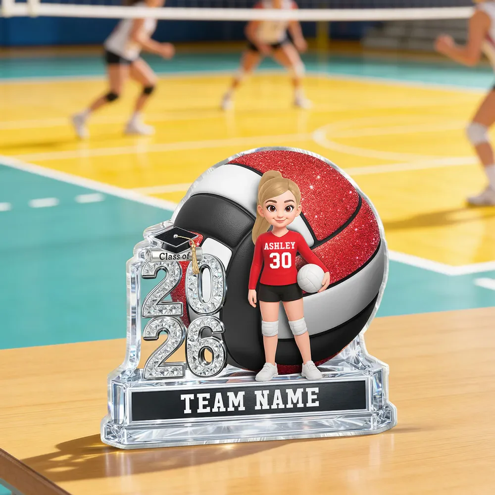 Volleyball Shaped Acrylic Block Plaque, Personalized Class Keepsake for a Senior Player - Proud Team Gift for Her - Image 7