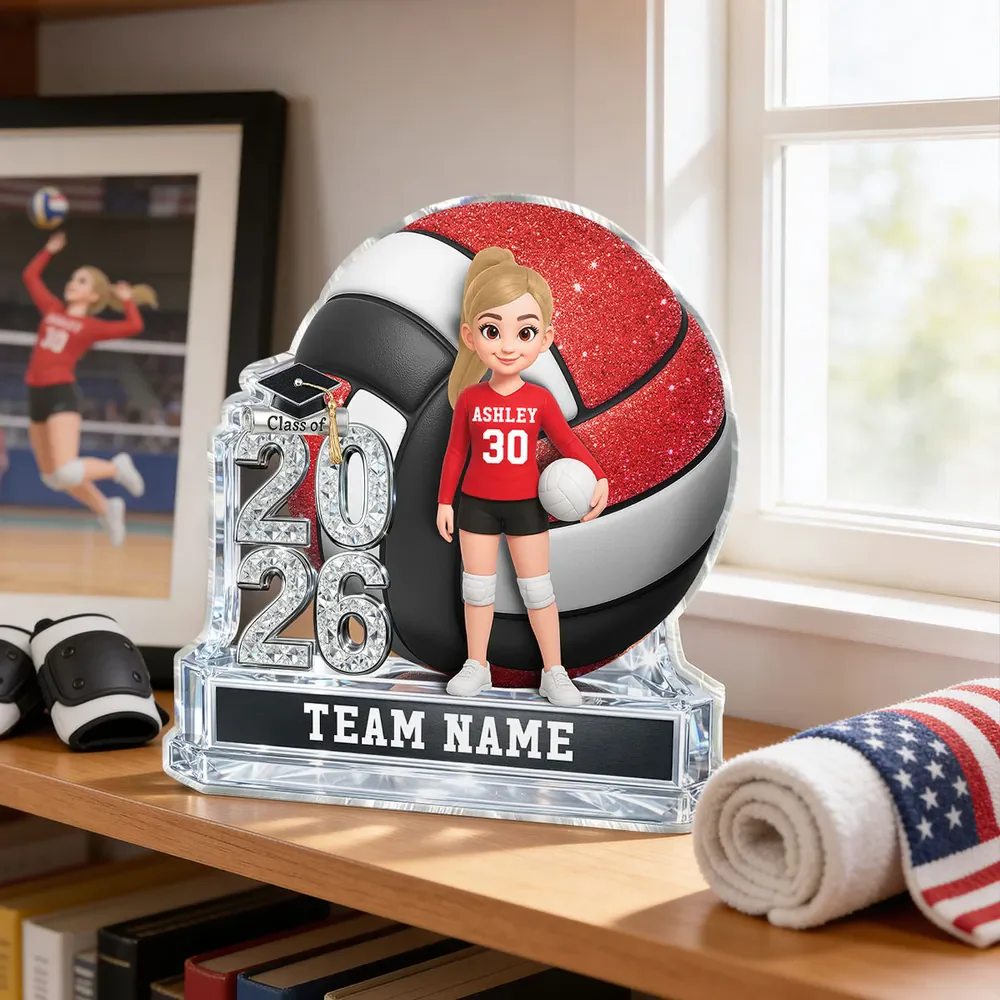 Volleyball Shaped Acrylic Block Plaque, Personalized Class Keepsake for a Senior Player - Proud Team Gift for Her - Image 8