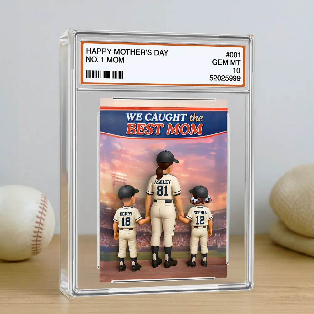 Personalized Baseball Mom Rectangle Acrylic Block Plaque, We Caught the Best Mom Stadium Scene, Unique Mother's Day Gift - Image 2
