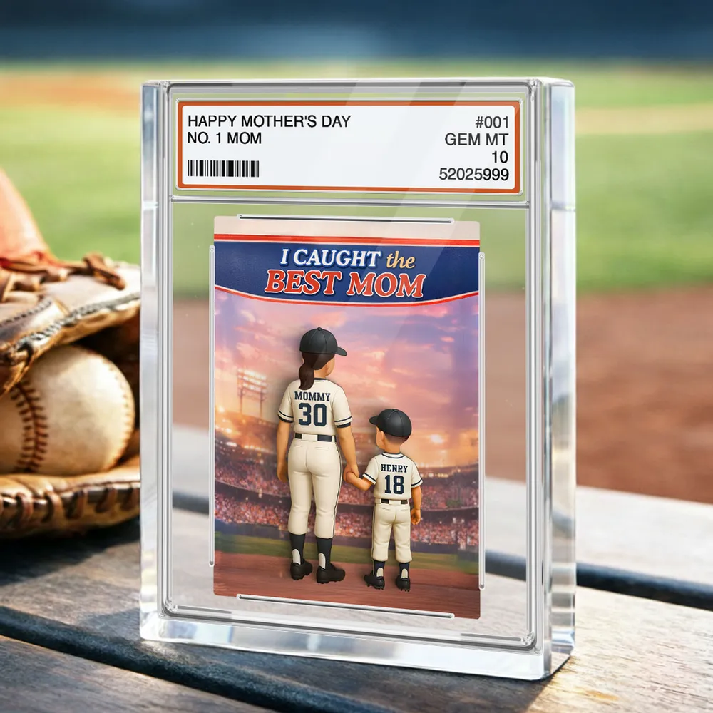Personalized Baseball Mom Rectangle Acrylic Block Plaque, We Caught the Best Mom Stadium Scene, Unique Mother's Day Gift - Image 3