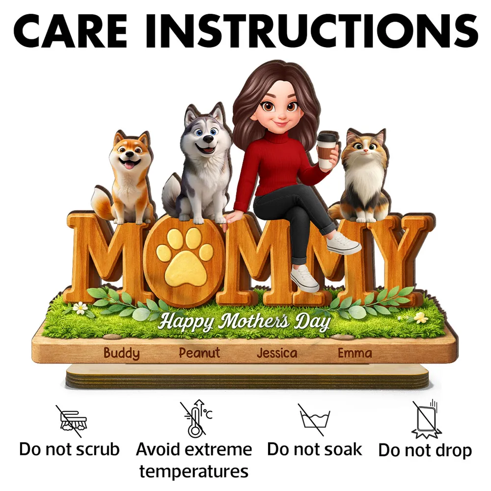 Personalized 2-Layer Wooden Plaque for Dog Mom and Cat Mom, Happy Mother's Day Mommy Design, Unique Gift for Her - Image 8