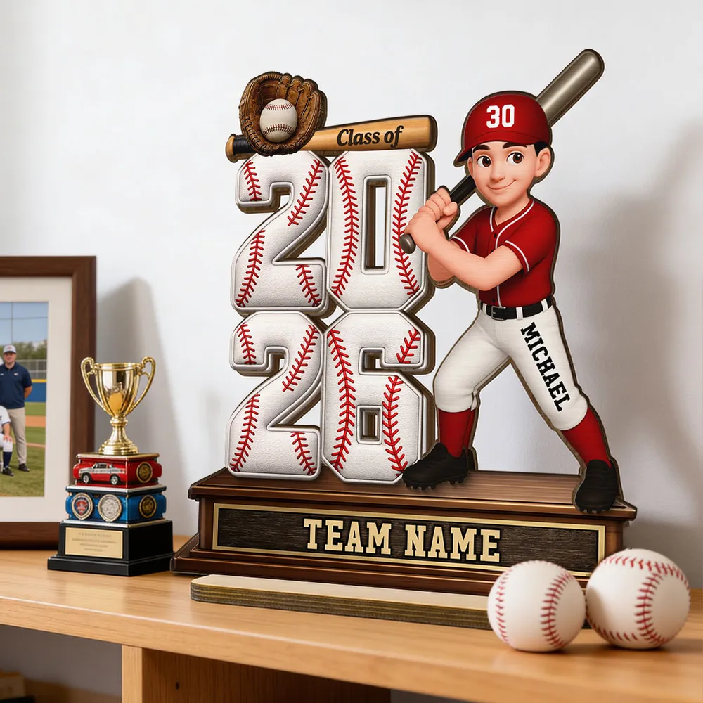 2-Layer Wooden Plaque for a Baseball Grad, Custom Player and Team Name Keepsake with Stadium Vibes, Heartfelt Gift - Image 2