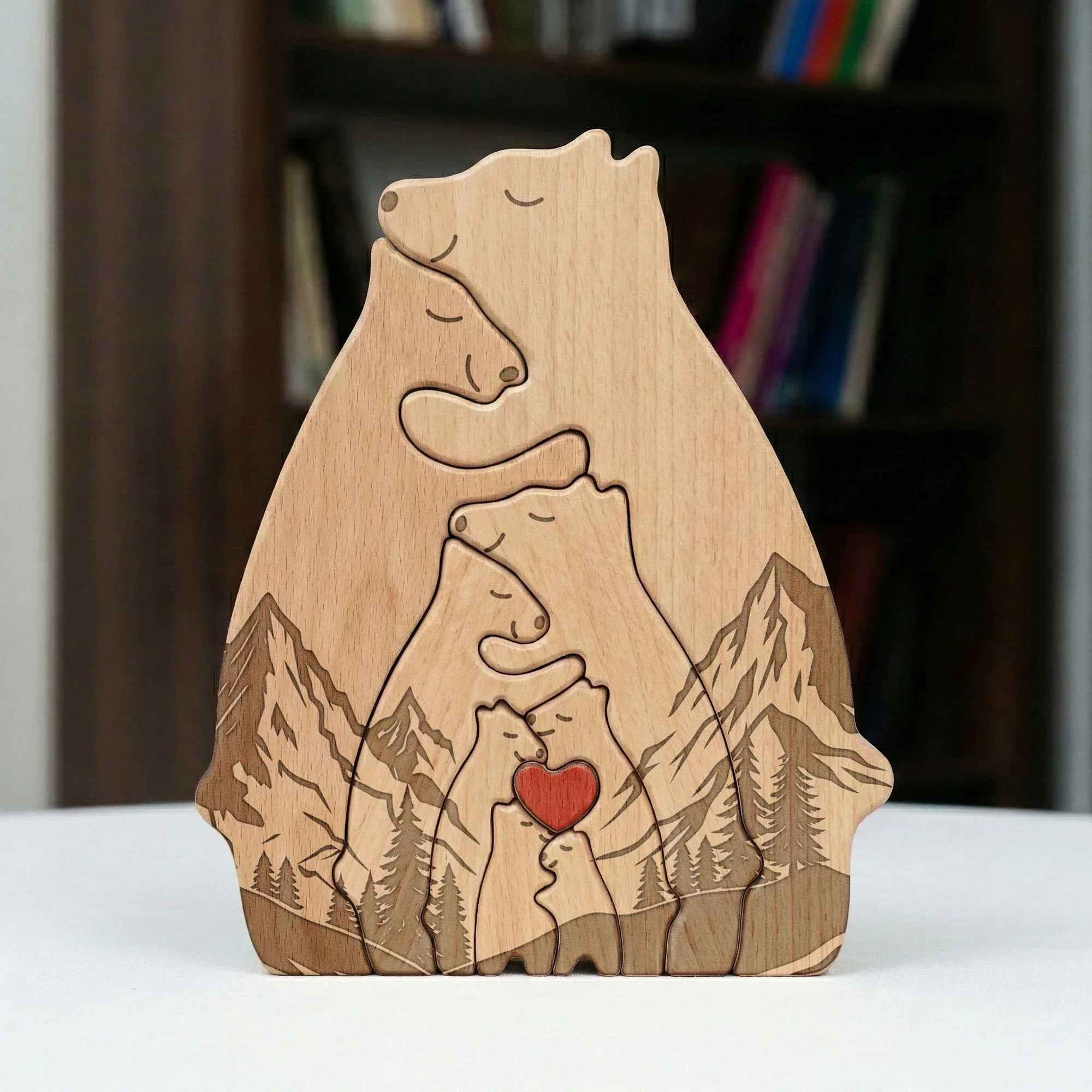 Personalized Wooden Bear Family Puzzle With Mountain Scene, Unique Father's Day Gift For Dad, Heartwarming Keepsake Decor - Image 5