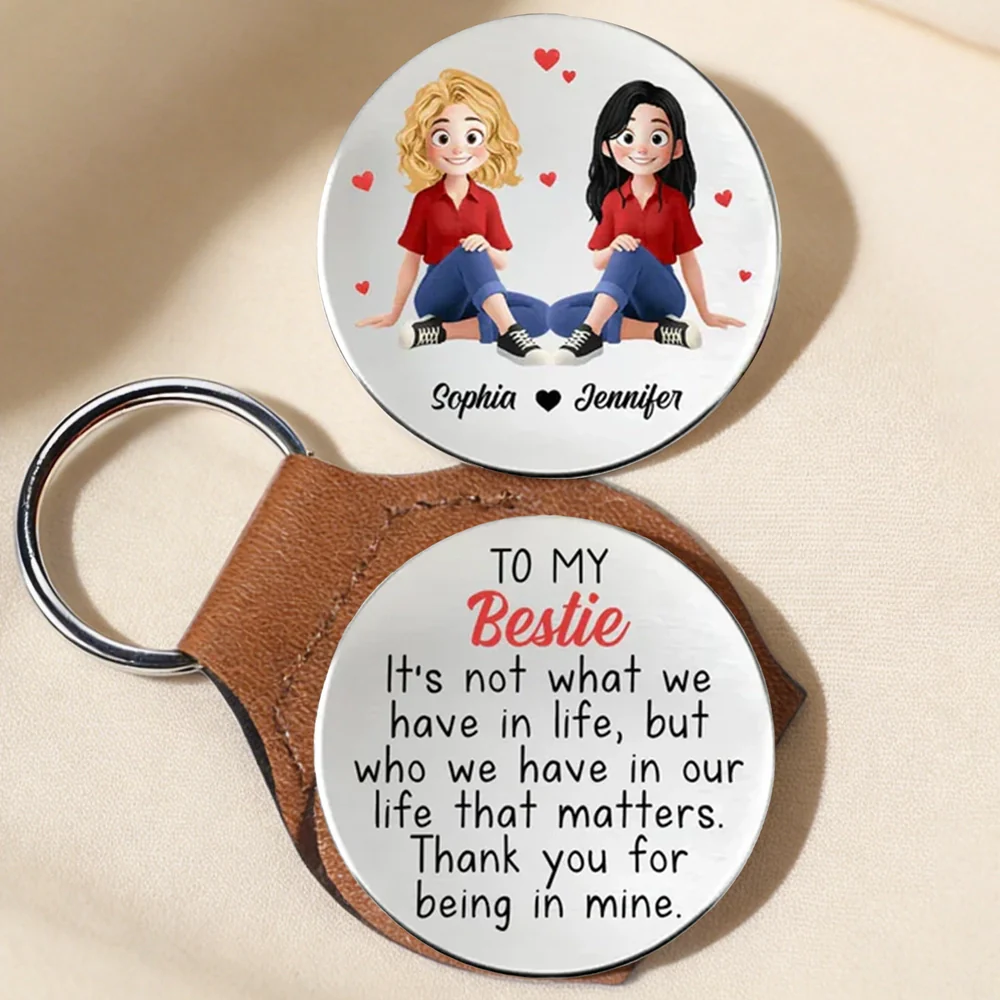Personalized Pocket Hug Keepsake With Bestie Quote, Cute Sitting Girls Design, Unique Friendship Gift
