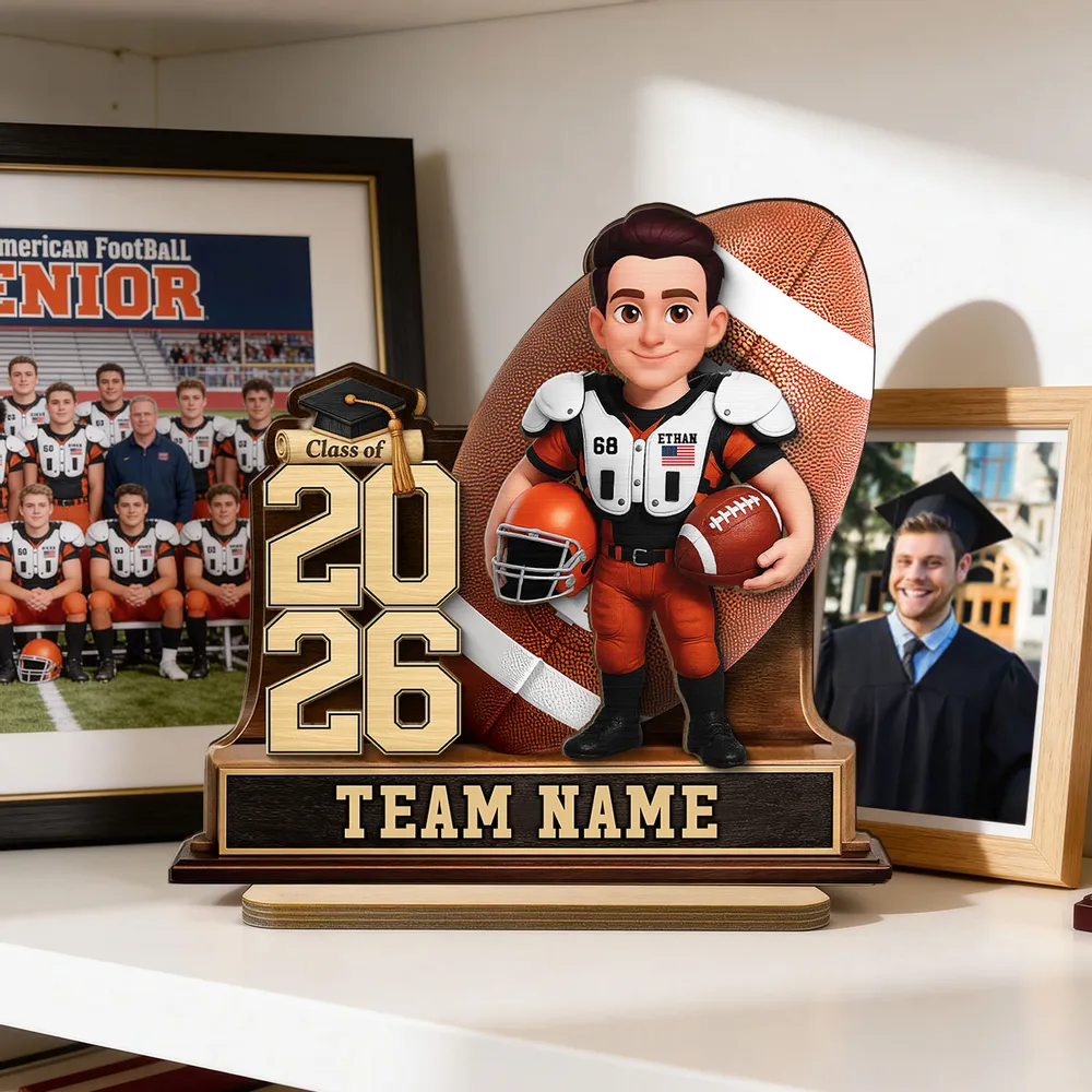 Custom Class Football Player 2-Layer Wooden Plaque, Warm Sports Memory Desk Decor, Thoughtful Gift for Graduates - Image 4