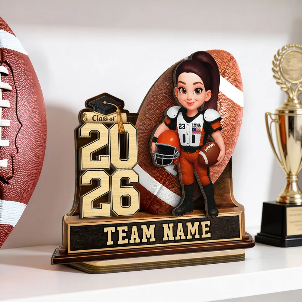 Custom Class Football Player 2-Layer Wooden Plaque, Warm Sports Memory Desk Decor, Thoughtful Gift for Graduates - Image 5