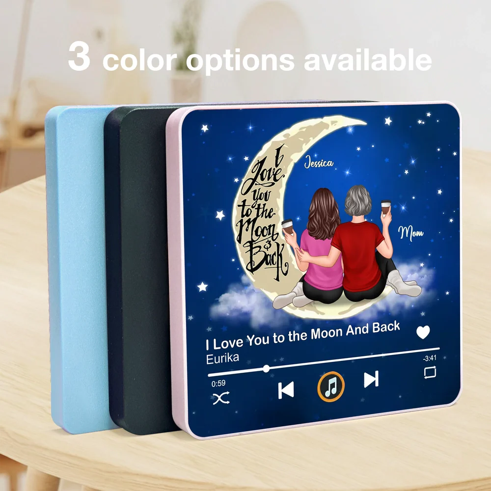 Acrylic Music Magnet with Mom and Daughter Sitting on the Moon, Love You to the Moon and Back, Sweet Gift for Mom - Image 3