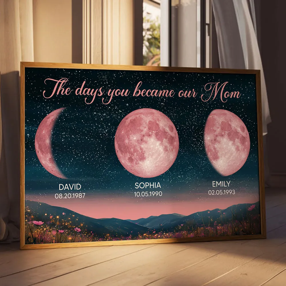 Personalized Moon Phase Poster for Mom The Days You Became Our Mom Starry Sky Wall Art Unique Gift - Image 4