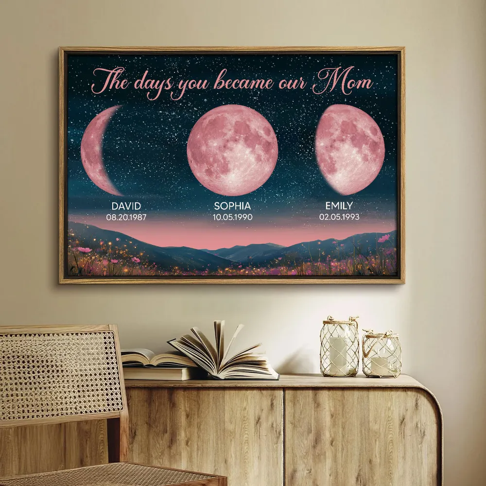 Personalized Moon Phase Poster for Mom The Days You Became Our Mom Starry Sky Wall Art Unique Gift - Image 5