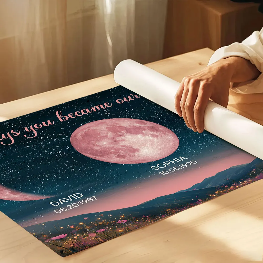 Personalized Moon Phase Poster for Mom The Days You Became Our Mom Starry Sky Wall Art Unique Gift - Image 6