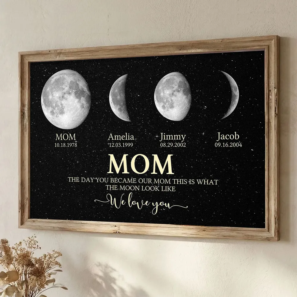 Personalized Moon Phase Dad Poster, Custom Family Keepsake Wall Art, Unique Gift for Dad with Starry Night Vibe - Image 2