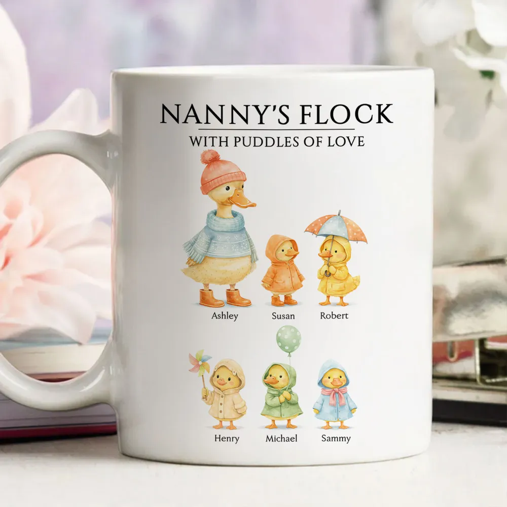 Personalized Ceramic Mug with Cute Duck Family Illustration, Unique Gift for Grandma or Mom, Sweet Daily Coffee Moment - Image 7