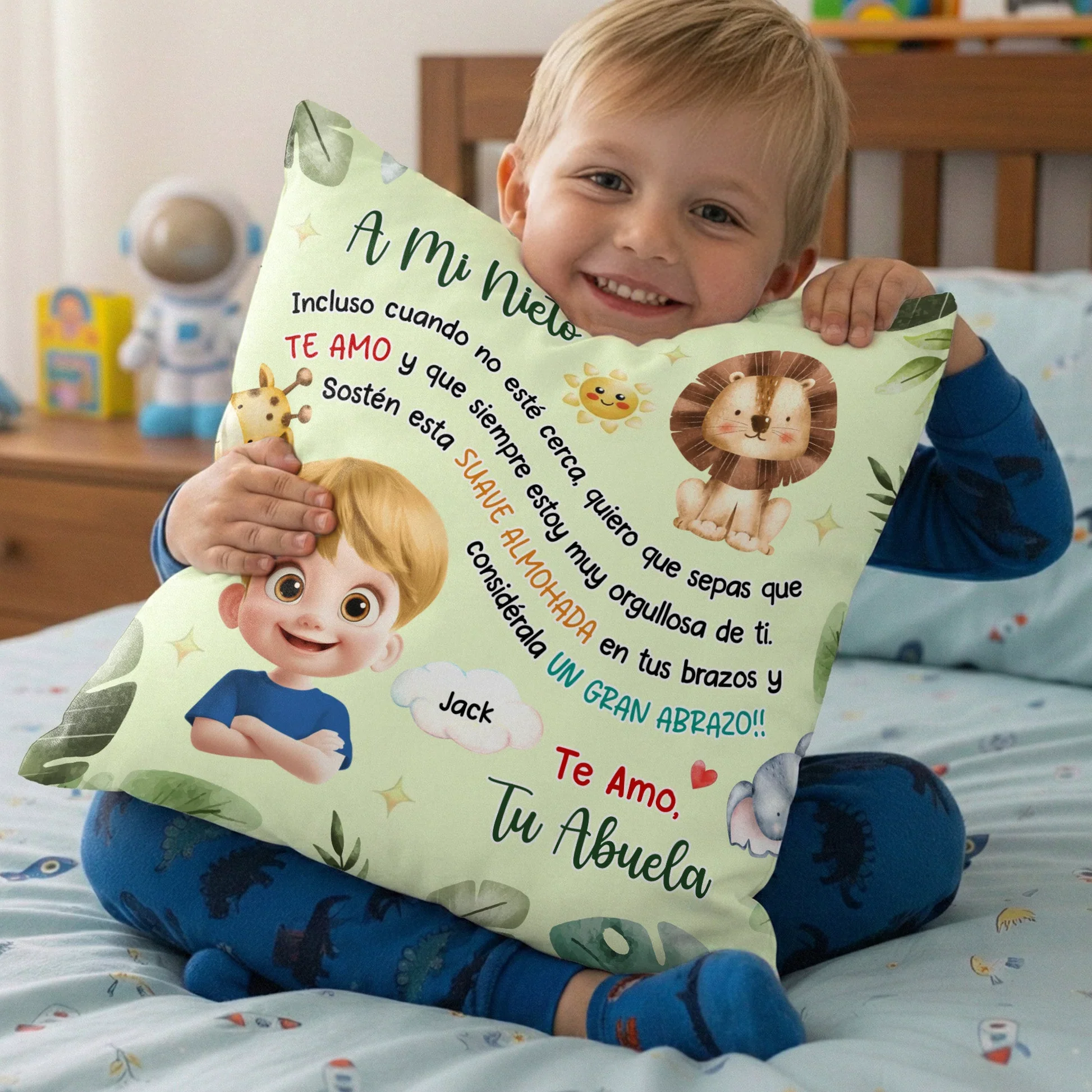 Cojín Cuadrado Personalizado con Unicornio y Arcoíris – Un Regalo Lleno de Amor para Mi Nieta - Image 5