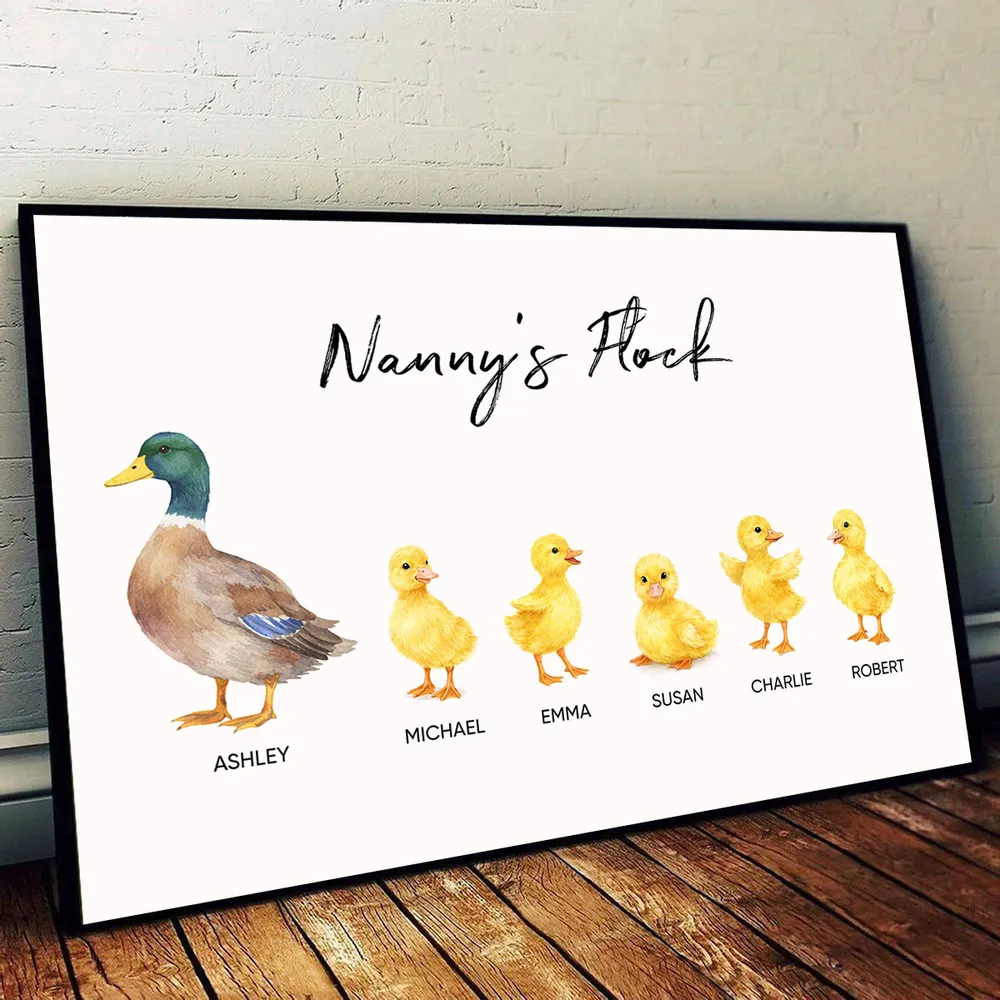 Personalized Grandma Poster, Watercolor Duck and Ducklings Nursery Wall Art, Sweet Gift for Nanny's Home Decor - Image 5