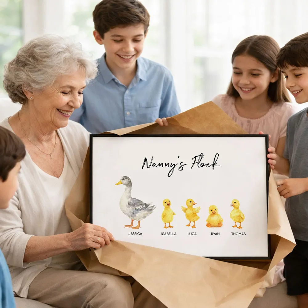 Personalized Grandma Poster, Watercolor Duck and Ducklings Nursery Wall Art, Sweet Gift for Nanny's Home Decor - Image 7