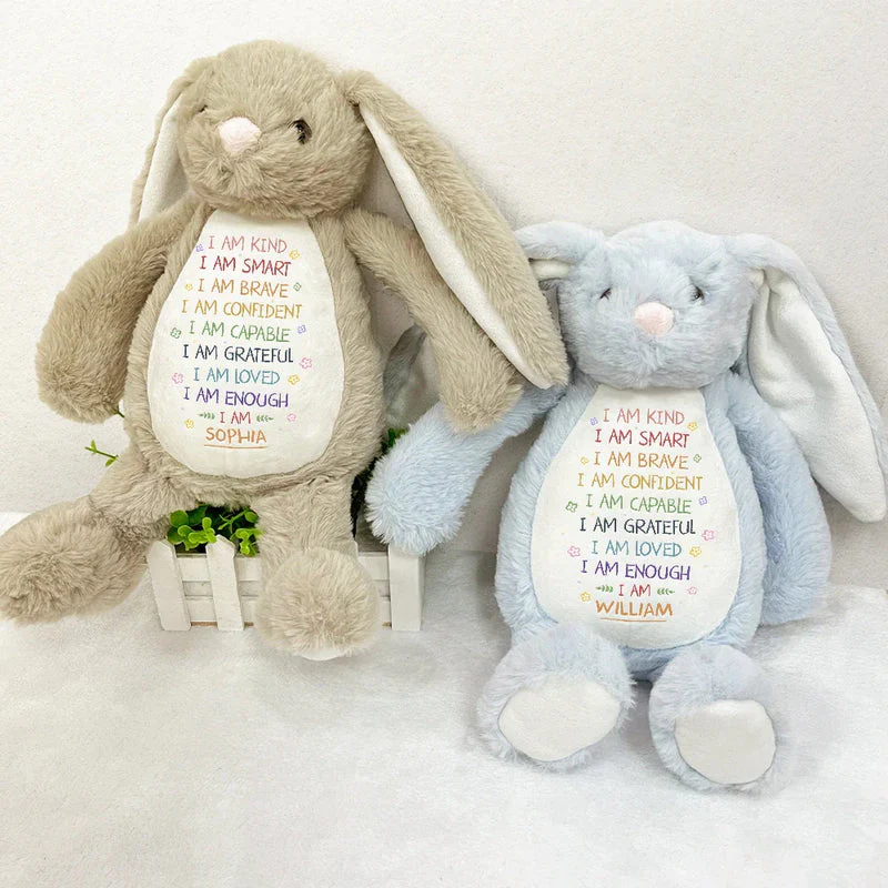 Personalized Plush Bunny with Positive Affirmations, Sweet Nursery Keepsake, Unique Gift for Kids - Image 3