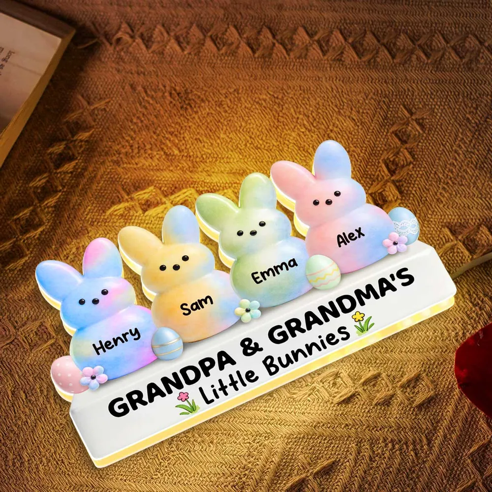 Personalized Easter Bunny Acrylic Light Box, Grandpa & Grandma's Little Bunnies Cute Night Light, Unique Gift for Grandparents - Image 3