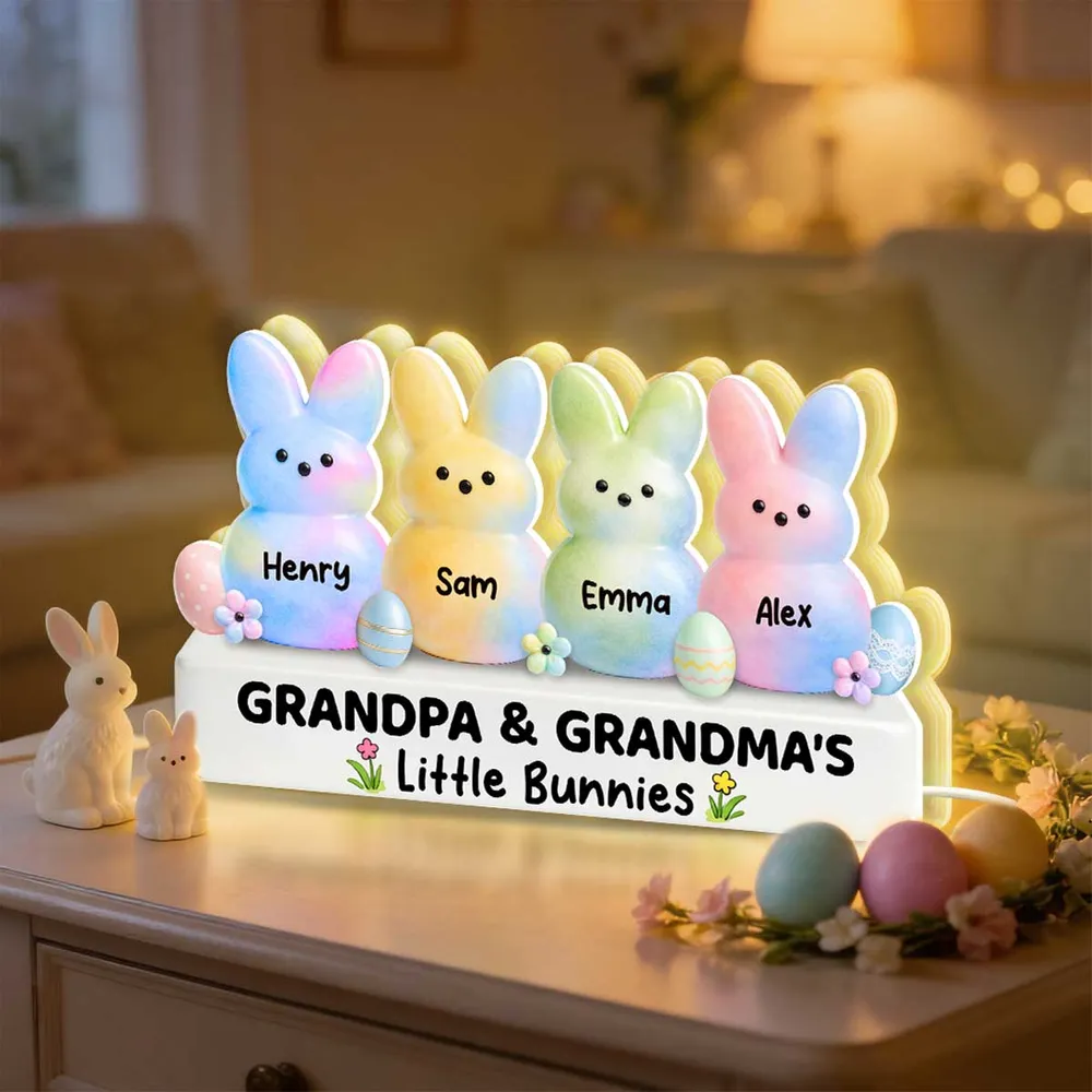 Personalized Easter Bunny Acrylic Light Box, Grandpa & Grandma's Little Bunnies Cute Night Light, Unique Gift for Grandparents - Image 5