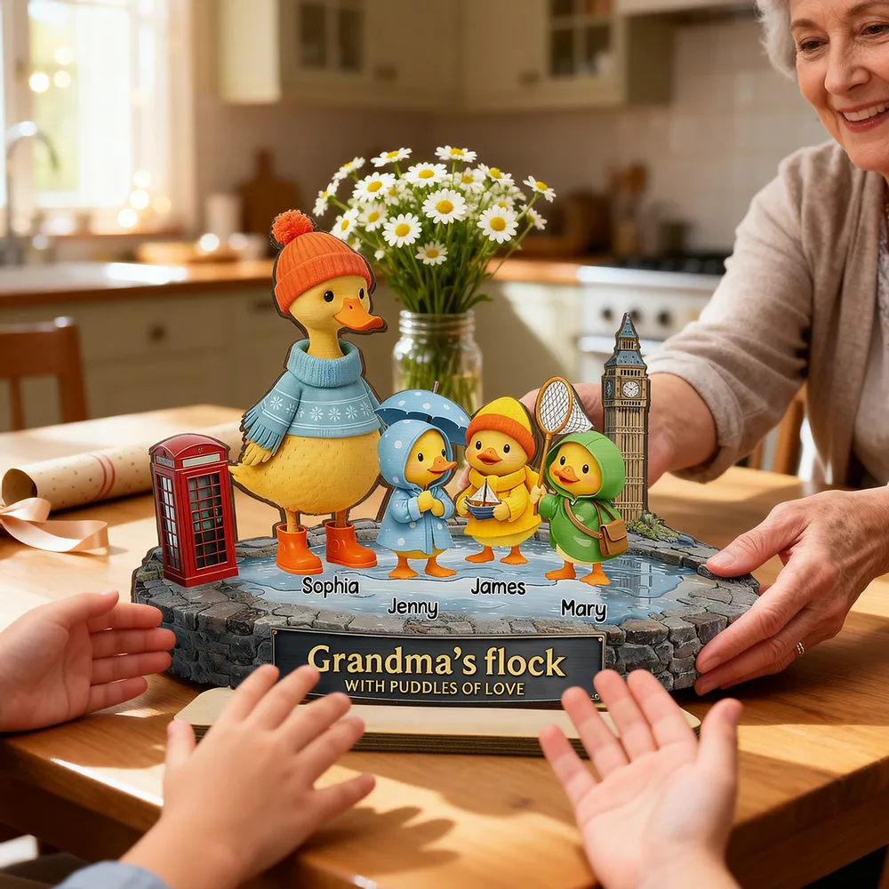 Personalized 2-Layer Wooden Plaque Grandma's Flock Scene, Unique Gift for Grandma or Nanny, Heartwarming Family Keepsake - Image 2