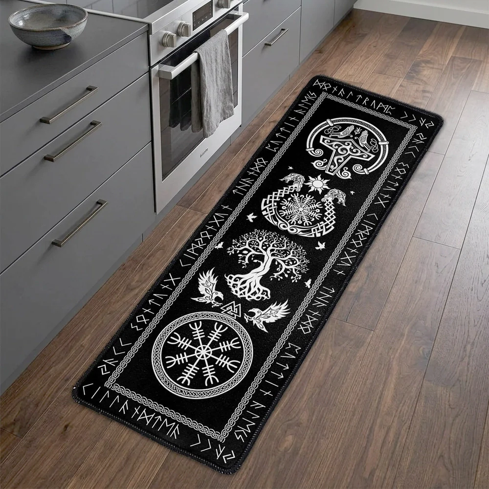 Personalized Viking Rune Standard Doormat, Nordic Symbol Entryway Decor, Unique Housewarming Gift for Family
