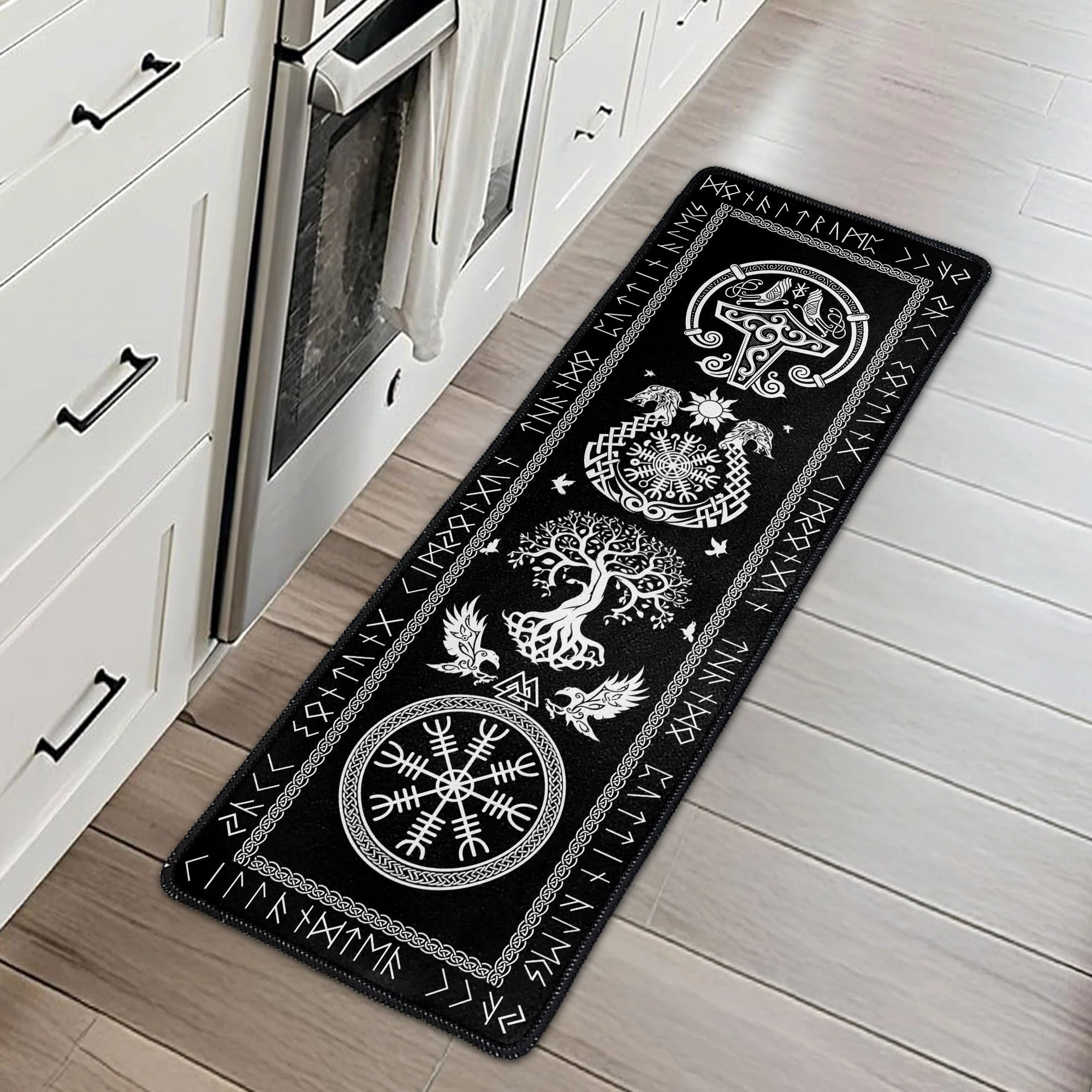 Personalized Viking Rune Standard Doormat, Nordic Symbol Entryway Decor, Unique Housewarming Gift for Family - Image 2