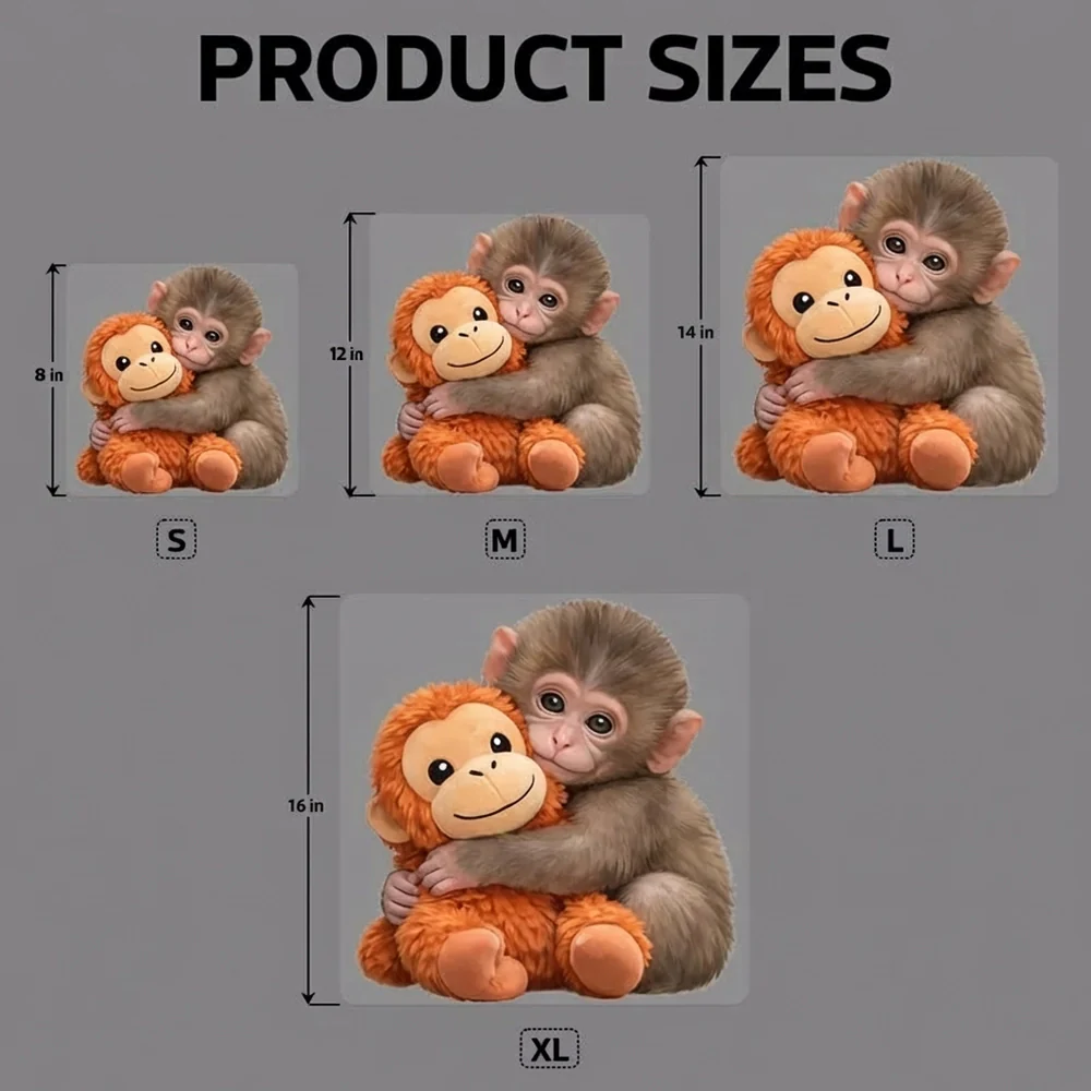 Personalized Baby Monkey Hugging Plush Sticker Decal for Car Window or Locker, Cute Unique Gift for Kids & Grandson - Image 4