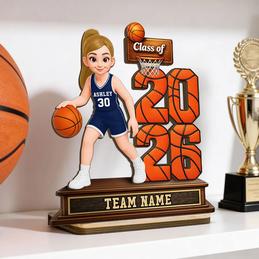 Personalized Basketball Class Of 2-Layer Wooden Plaque for Senior Player on Court, Unique Graduation Gift - Image 3