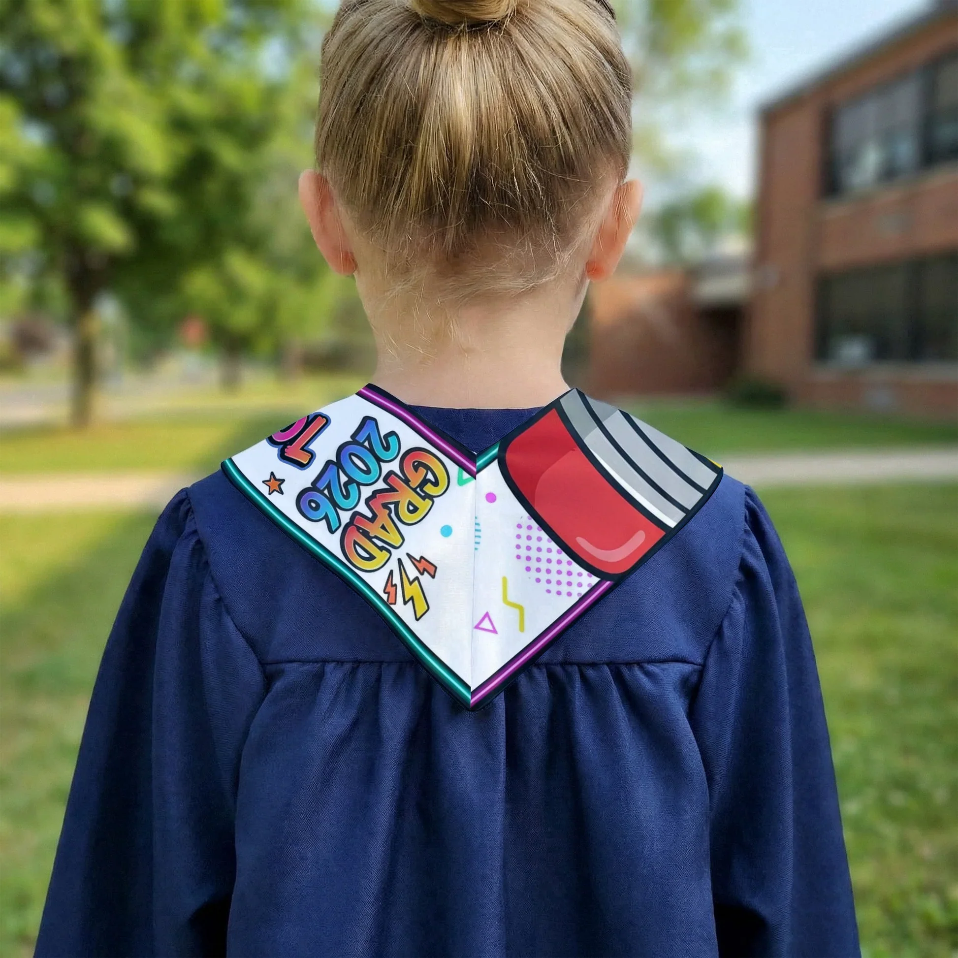 Personalized Graduation Stole for Preschool and Kindergarten, Pencil and Cartoon Grad Design, Unique Gift for Kids - Image 6