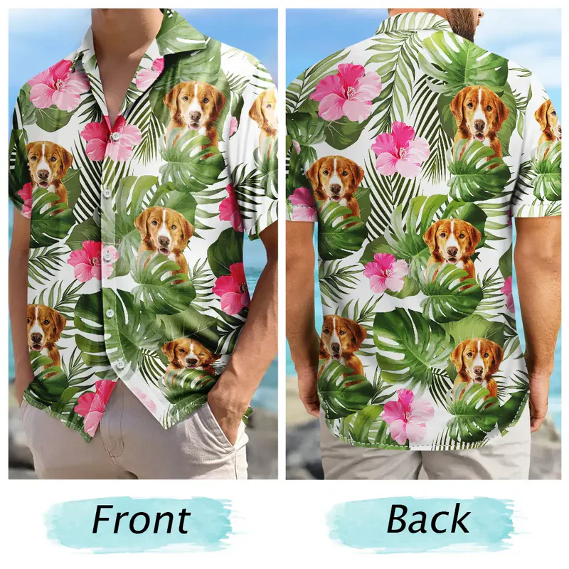 Custom Pet Photo Hawaiian Shirt with Vibrant Tropical Vibe for Vacation Style, A Creative Gift They'll Actually Wear - Image 7